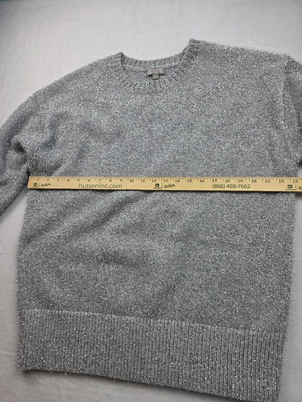 J. Crew Silver Metallic Tinsel Crewneck Sweater Women's Size Large